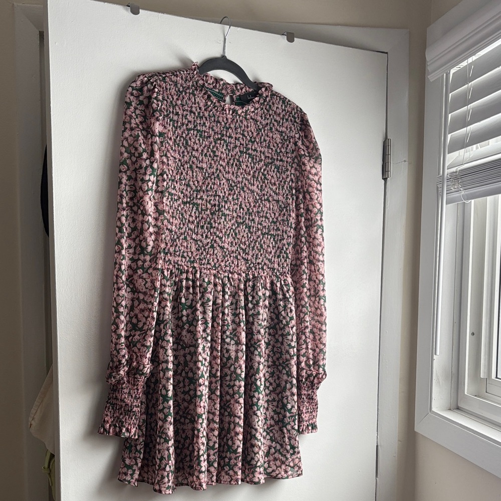 Lulu's Pink and Green Patterned Mini Dress